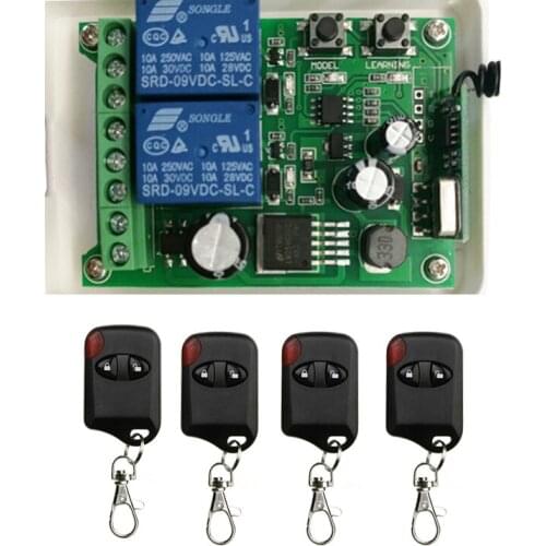 Wireless Remote Control Switch DC12V 24V 36V 48V 2CH 2 CH RF Relay Receiver Module + RF Transmitter 315 433 MHz Remote Control