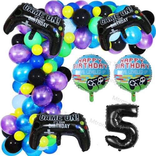 1Set Big Video Game Controller Aluminum Balloon Latex Balloon Happy Birthday Party Decoration Baby Shower Sldult Kids Toy Globos