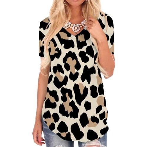 Giyu Brand Leopard T-shirt women Tiger Funny T shirts Cheetah V-neck Tshirt Harajuku Tshirts Printed Womens Clothing Punk Rock