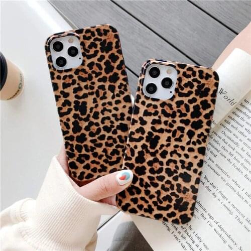 Leopard Cheetah Print Cute Soft Silicone Case for iPhone 12 11 Pro Max Mini X XS XR 7 8 Plus Fashion Phone Cases for Girls Women