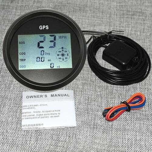 0~999 Knots MPH Km/h 85mm GPS Digital Speedometer Odometer Gauge for Car Truck Boat Marine Red Backlight with GPS Sensor
