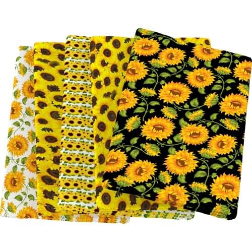 Sunflower Flower 100% Cotton Fabric For Tissue Kids home textile Sewing Quilting Sewing Tilda Doll DIY Handmade Cloth,1Yc13784