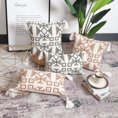 Morocco Style Decorative Pillowcase Geometric Jacquard Tassel Cushion Cover Home Decor Office Sofa Backrest Throw Pillows Case