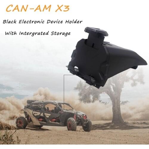 For Can Am Maverick X3 Models 2017-2021 2020 Electronic Device Holder With Integrated Storage Smartphone Navigation Stand Black