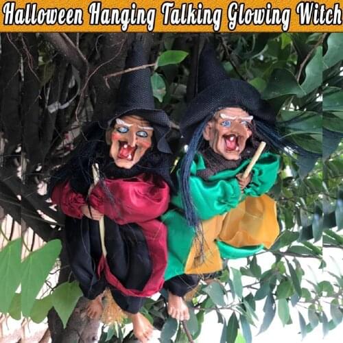 Halloween Horror Witch Props Scary Party Scene Props Decora Halloween Accessories Sound Laughing Decoration Witches Home Ta E0H3