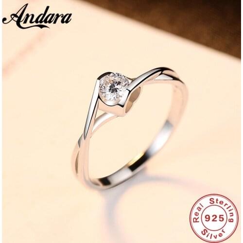 White Crystal CZ Cubic Zriconia Ring S925 Silver Jewelry 100% Genuine Pure 925 Silver Ring