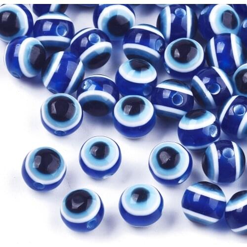 50pcs 8mm Round Resin Loose Spacer Beads for Jewelry Making Handmade DIY Bracelet Necklace Accessories Royal Blue