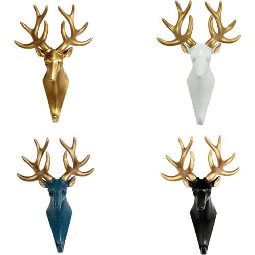 Hook Home Multifunctional Decorative Hook Resin Animal Head Crafts Deer Head Elephant Wall Hanging Door Coat Hook w/Screws