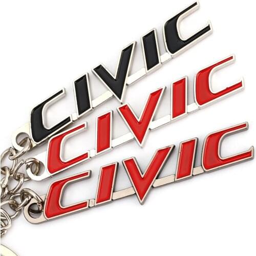Car Metal CIVIC Keychain Key Chain Ring Keyring Key Holder for Honda Civic Letters Logo Keychain Car Styling Auto Accessories