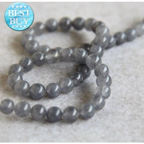 Min Order1)8mm Fashion New Gray Onyx beads Round DIY chalcedony Loose stones 15" Jewelry making design wholesale