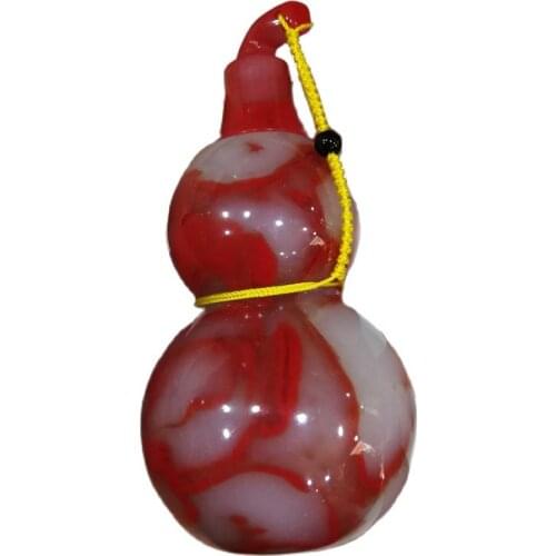 Natural Hotan Chicken Bloody Jade Flower Hulu Fengshui Pendant