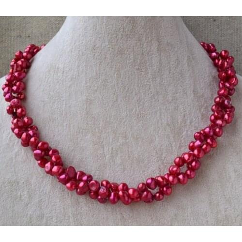 New Arrival Favorite Pearl Necklace Twisted Pearl Jewelry 18 inches 6-7mm Red Freshwater Pearl Wedding Birthday Party Lady Gift
