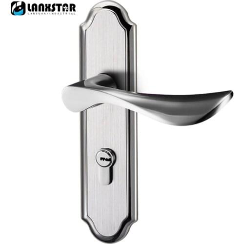 LANXSTAR NEW High Strength 304 Stainless Steel Interior Door Handle Lock 50Size Anti-insert Lockset Living Room Door Lock Handle