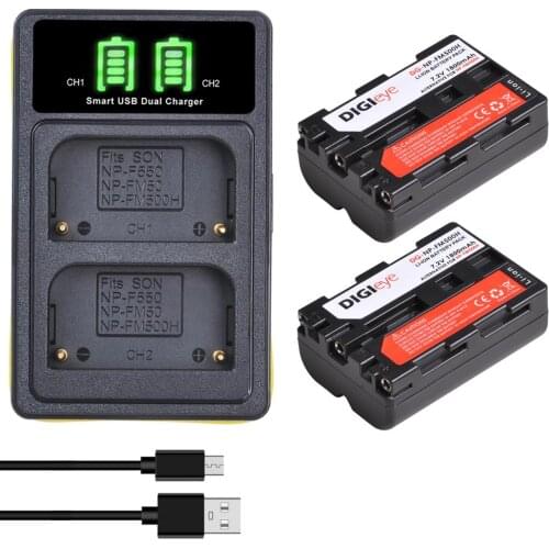 NP-FM500H NPFM500H NP FM500H Battery + LED Dual Charger for Sony Alpha a68, a77II, SLT-A57, A58, A100, A200, A560, A580,SLT-A700