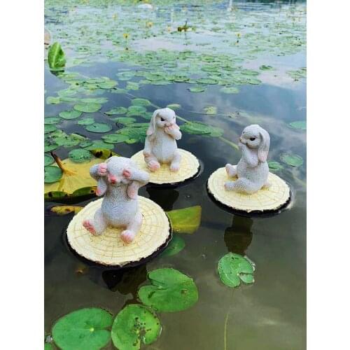 Pastoral Simulation Floating Rabbits Resin Ornaments Garden Pool Furnishings Decoration Water Surface Landscape Sculpture Crafts