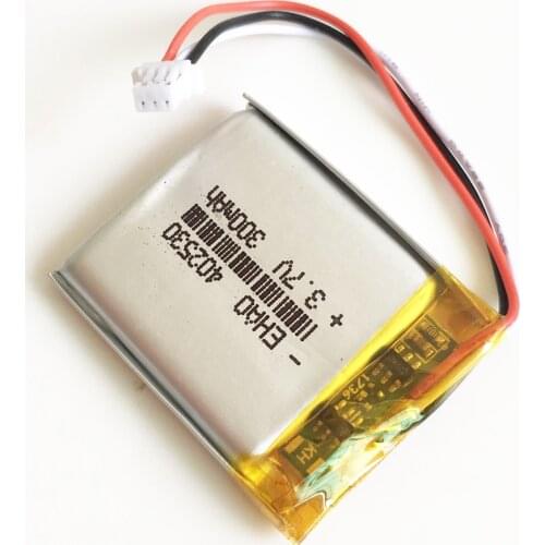 3.7V 300mAh lithium polymer lipo rechargeable battery JST 1.0mm 3pin connector 402530 for MP3 GPS bluetooth headset smartwatch