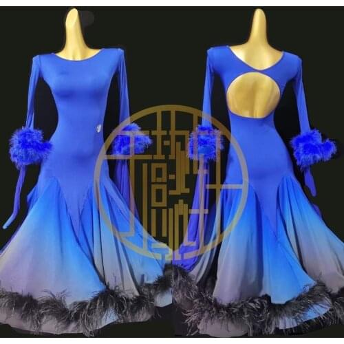 Waltz ballroom dance dress practice dancewear for classes practice flared Ballroom Party Dress dance no stones with bra cups