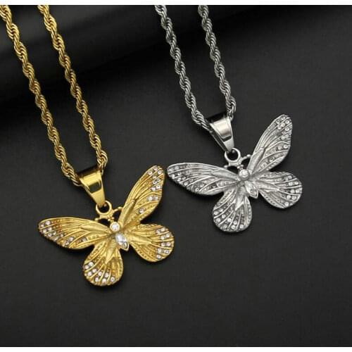 Hip hop hip hop butterfly accessories Stainless steel pendant Butterfly Pendant