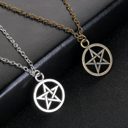 Pentagram Pendant Women Men Fashion Retro Black Butler Necklace Women Men Unisex Supernatural Jewelry Gift Satan Sign Hot Sale