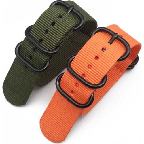 Five rings black buckle strap nylon strap 20MM 22MM 24MM spot new NATO canvas strap Suitable for Panerai watches army strap