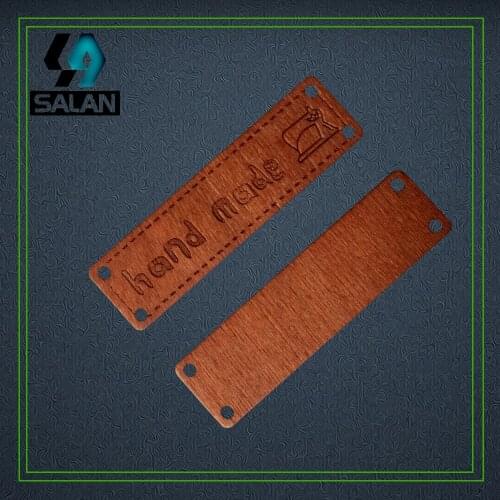 Hand made Laser wooden Label button for hand working with Sewing machine logo wood clothing Sewing DIY tags for gift craft