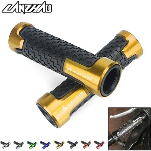 Motorcycle 7/8" 22mm Hand Grips CNC Aluminum Rubber Gel Grip Motorbike Accessories for YAMAHA MT07 FZ07 2017 2018 Red Gold Black