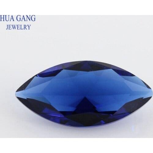 Blue Marquise Shape Princess Cut Loose Glass Beads Synthetic Gems For Jewelry Size 1.5x3~10x20mm Free Shipping