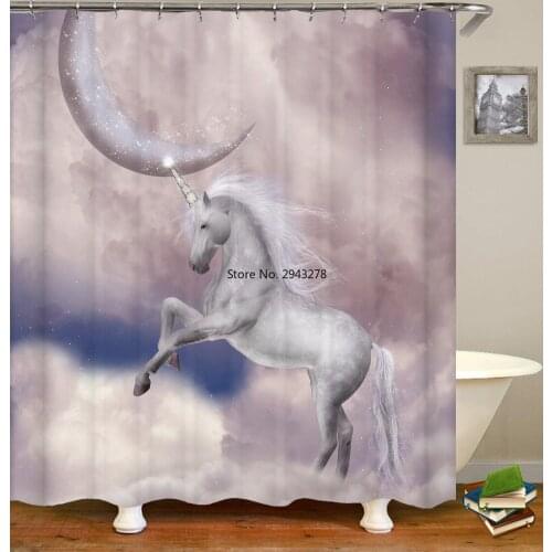 Horse Zebra Unicorn 3D Printed Polyester Fabric Waterproof Shower Curtains Bathroom Curtain Home Decor with Hooks 180*200cm