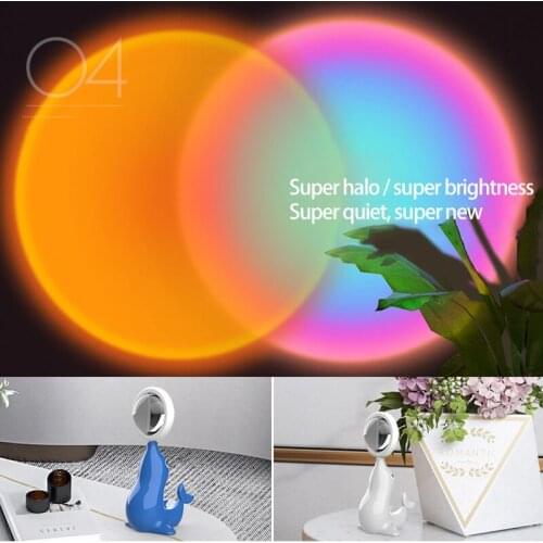 Sunset Projection Lamp Dolphin Led Night Lights Photo Fill Light Projector Atmosphere Rainbow Lamp Decor Luces Para Habitacion