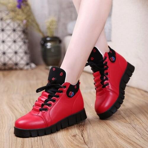 Wedges Shoes for Women High Top Red Woman Sneakers Womens Leather Sneakers High Heel Sneaker Platform Woman Zapatos Harajuku