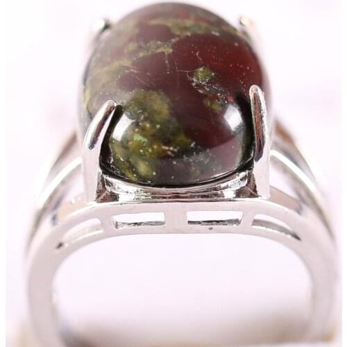1Pcs Ring Jewelry For Women Gift Natural Oval Cabochon CAB Bead Dragon Blood Stone Adjustable Finger Ring K174