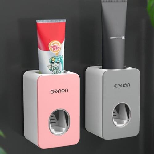 1Pc Wall Mount Automatic Toothpaste Dispenser Toothpaste Squeezer Dust-proof Toothbrush Holder Bathroom Accessories Set