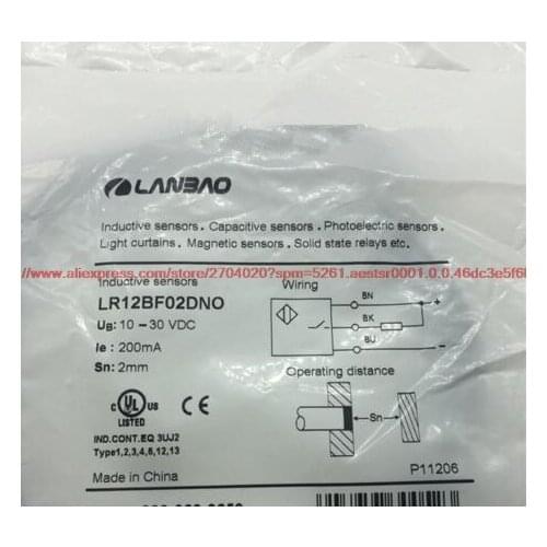 100% NEW LR12BF02DNO proximity switch M12 DC 3-wire NPN normally open inductive sensor