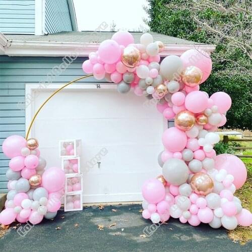 197pcs 4D Rose Gold Latex Balloon Arch Kit Double Maca Gray Garland Birthday Party Background Baby Shower Event Table Decoration
