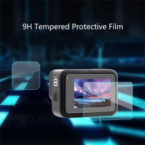 2Set Tempered Glass Film for GoPro 8 Action Camera Lens Screen Protective Film Camera Protector