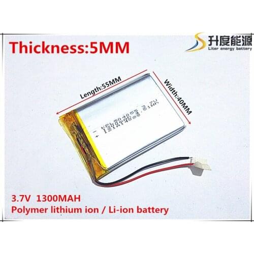3.7V 1300mAh 504055 Lithium Polymer Li-Po li ion Rechargeable Battery cells For Mp3 MP4 MP5 GPS mobile bluetooth
