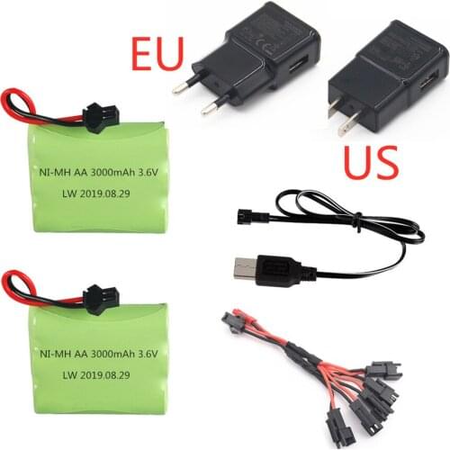 Ni-MH 3.6v 3000mah Battery + USB Charger For RC Car Robots Tanks Train Gun Boats AA 3.6v 2400mah Rechargeable Battery Pack