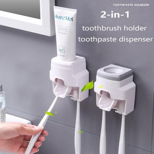Automatic Toothpaste Dispenser Wall Mount Toothbrush Holder Lazy Toothpaste Squeezer For Toilet Home Bathroom Toothbrush Holders