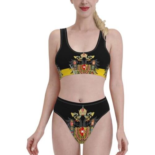 Bikinis Black Stylised Austrian Empires Flag Y Exotic 2021 Women Swimsuit high Waist womens top R333 Women bathing suit
