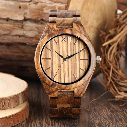 Pure Wood Watch Mens Qaurtz Wooden Bangle Analog Display Business Mens Full Wrist Watches reloj para hombre Top Gifts Item