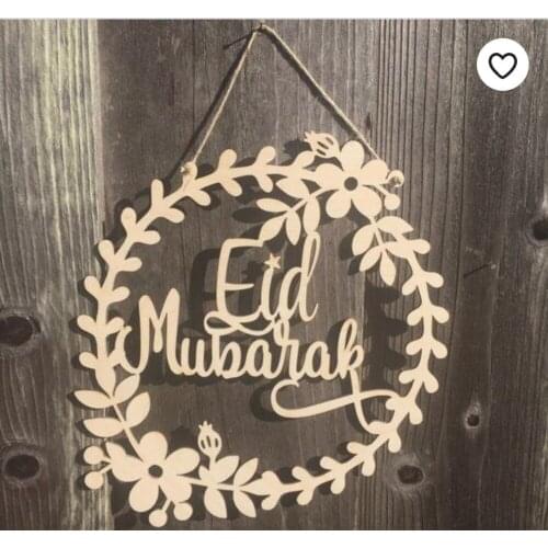 Custom Wooden eid Mubarak wreath wall decor Plaque,bedroom sign,nursery decoration,Eid party decor,Eid celebration