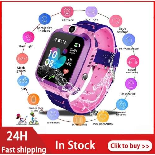 Kids Gift Q12 Childrens Smart Watch SOS Phone Watch Smartwatch For Kids With Sim Card Photo Waterproof IP67 For IOS Android