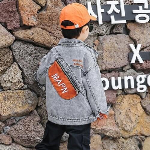 Cool Kids Baby Boys Jackets Denim Outerwear Backpack Design Patch Pockets Coats Children Clothes Enfant Toddler Boys Jeans Tops
