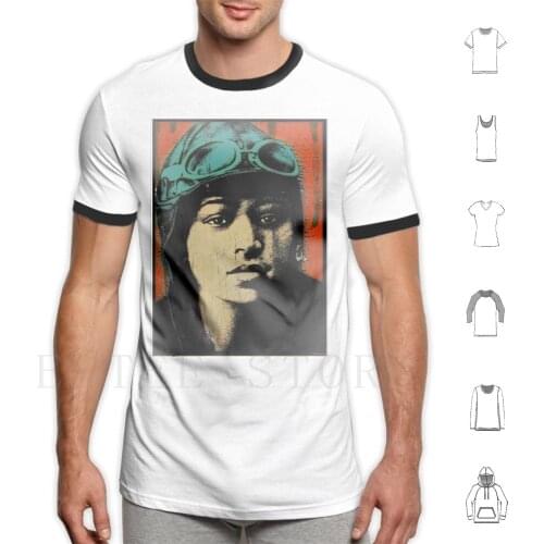 T Shirt Diy Big Size 100% Cotton American Civil Aviator First Female Pilot African American Black History Month Popart Portrait