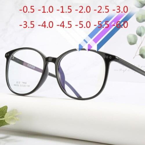 -1 -1.5 -2 -2.5 -3 -3.5 -4 -4.5 -5.0 -5.5 -6.0 Classic Rivets Big Round Myopia Glasses With Degree Women Men Black Glasses Frame