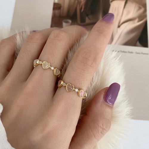 Sweet Bohemia Colorful Enamel Love Heart Ring For Women Simple Open Adjust Gold Silver Color Rings Bague Party Jewelry Gifts