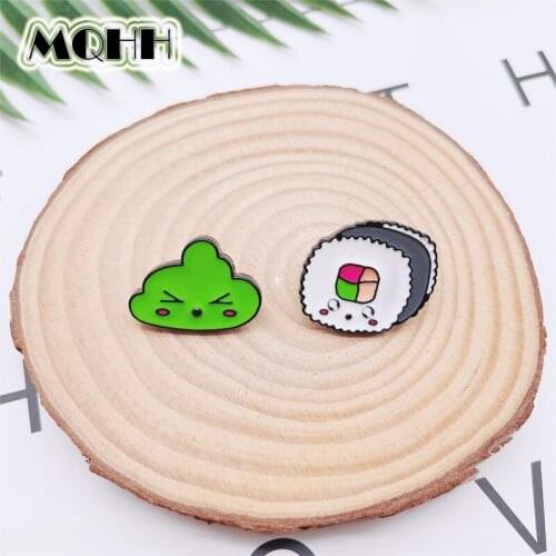Creative Fun Food Sushi Cloud Smiley Face Enamel Pins Cartoon Cute Alloy Brooch Badge Clothes Accessories Woman Jewelry Gift