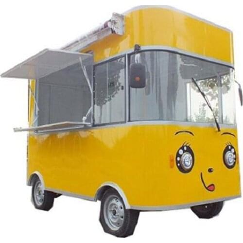 Cartoon Mobile Food Truck Snack Mobile Kitchen Bubble Coffee Tea Ice Cream Food Cart Vending Kiosk Catering Cart For Sale