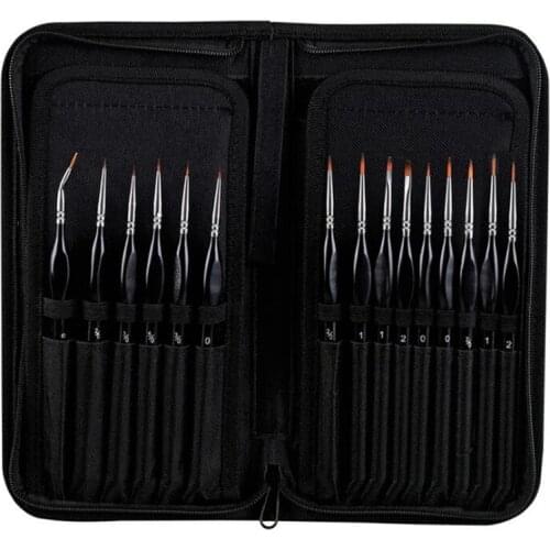 15PCS Black Oil Painting Brush Set Watercolor Gouache Hook Line Fan-shaped Pen Elbow Nylon Pen Art Supplies