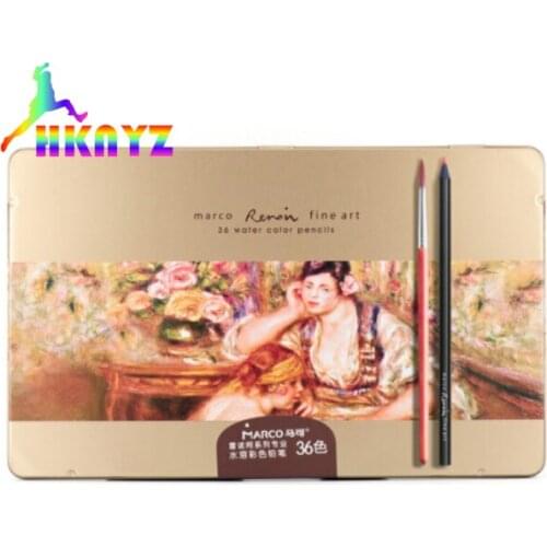 1sets Marco Renoir Pack of Iron Box 24/36/48 Colors Watercolor Paint Rainbow Pencils Water Soluble Color Lead Color Pencil Set